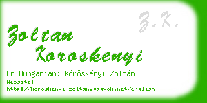 zoltan koroskenyi business card